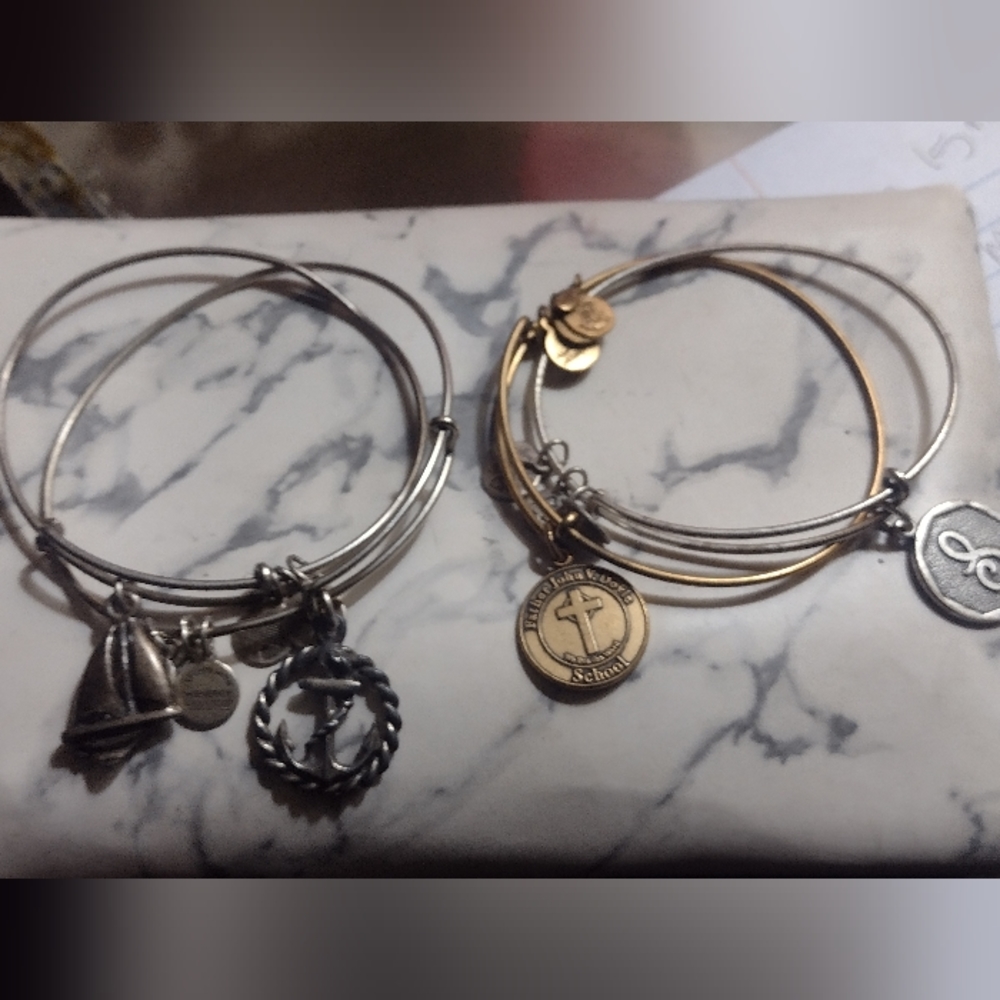 Alex and ani charm bracelet lot anchor boat s cross charm